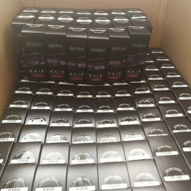 Bulk packaging of Sevich Hair Building Fibers Keratin Thickening Powder, ideal for wholesale or salon use in hair loss concealing treatments.