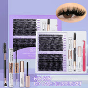 DIY Wimpernverlängerungsset Gemischte Cluster mit Kleber und Werkzeug