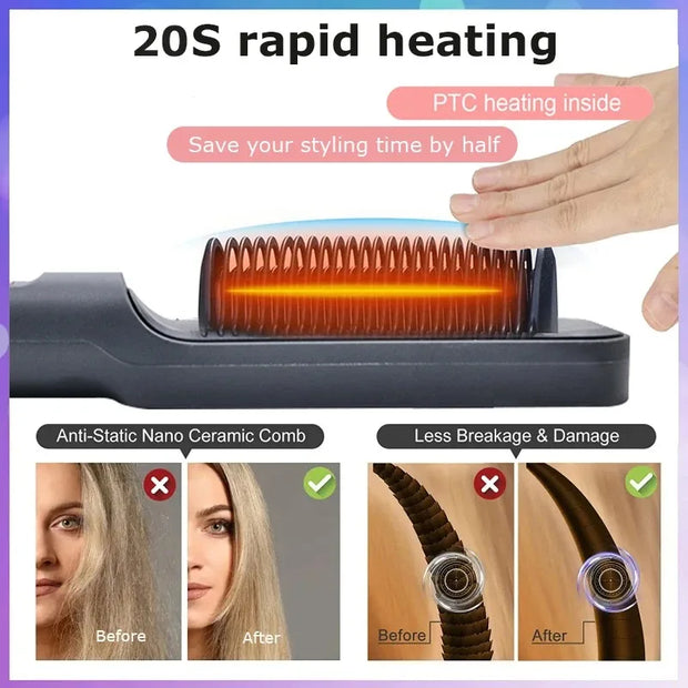 Electric Hot Comb Anti Scald Straightening Brush