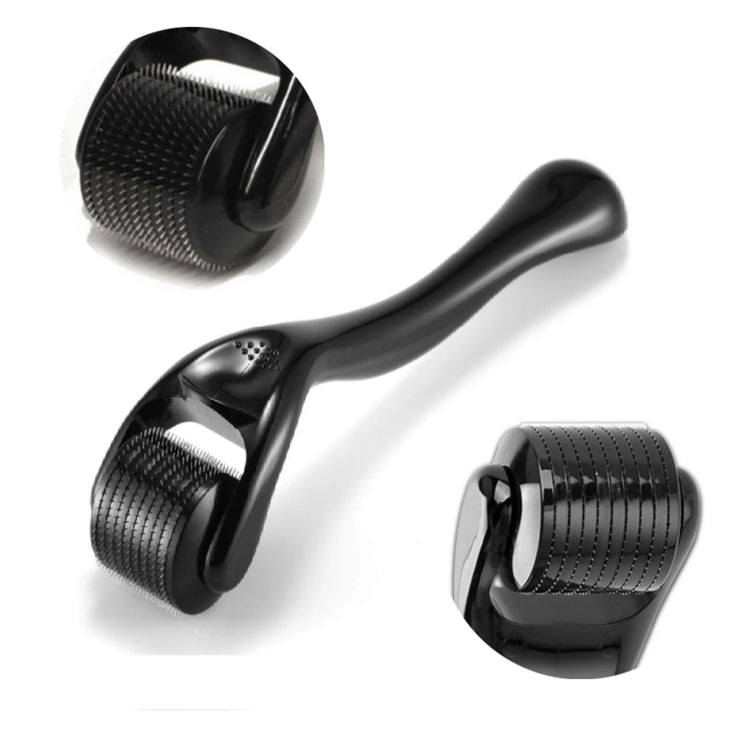 Beard Growth Kit mit Microneedle Roller für dichteren, volleren Bart. Schwarzer Dermaroller mit feinen Nadeln zur Bartpflege und Hautstimulation.