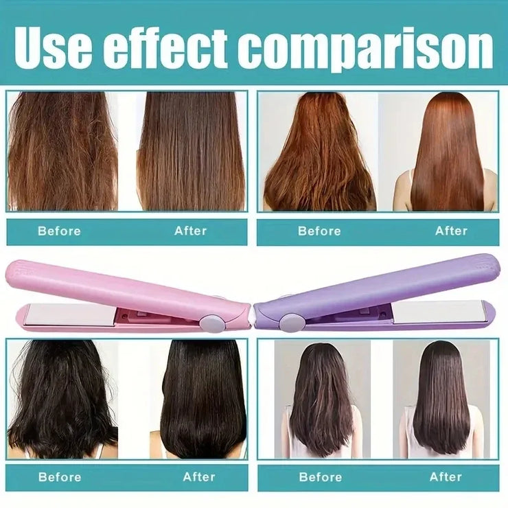 Mini Hair Straightener Ceramic Quick Heat for Bangs & Curls