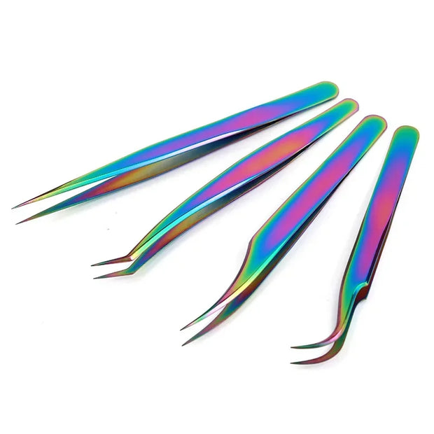 Stainless Steel Eyelash Tweezers High Precision Anti Static