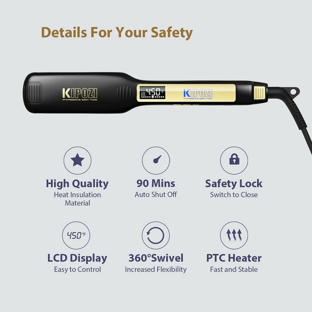Professional Titanium Hair Straightener LCD Dual Voltage