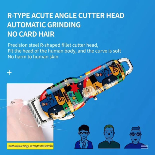 Rechargeable Graffiti Hair Clipper Professional Trimmer
