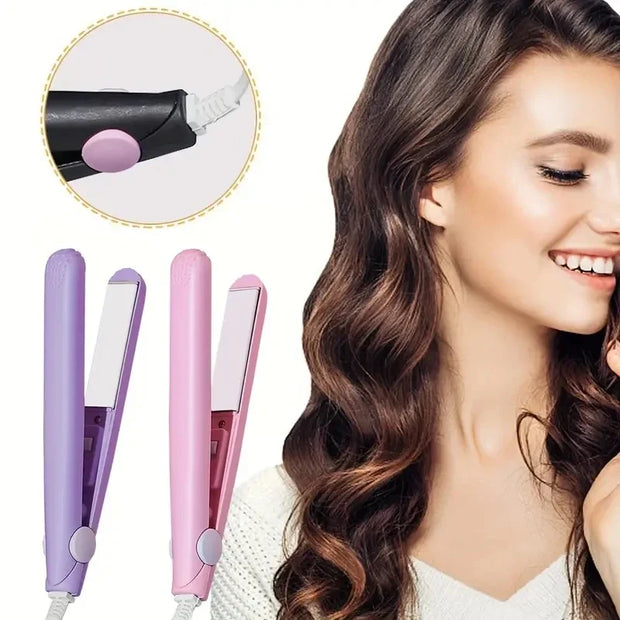 Mini Hair Straightener Ceramic Quick Heat for Bangs & Curls