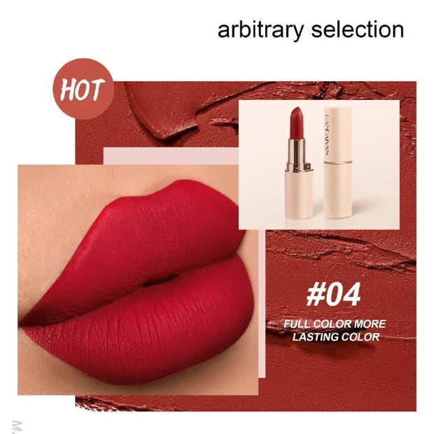 Deep Red Matte Lipstick Waterproof Non Stick Velvet