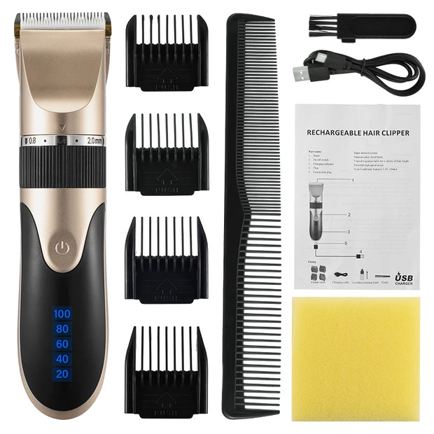 Professional USB Hair Clipper Ceramic Blade Trimmer
