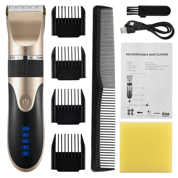 Professional USB Hair Clipper Ceramic Blade Trimmer