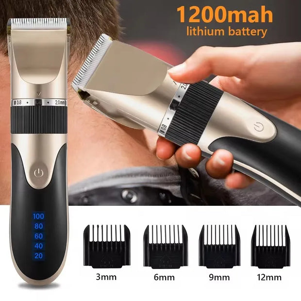 Professional USB Hair Clipper Ceramic Blade Trimmer