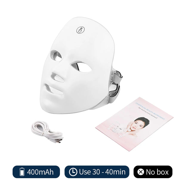 Wiederaufladbare LED-Gesichtsmaske 7-Farben-Hautverjüngung