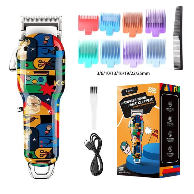 Rechargeable Graffiti Hair Clipper Professional Trimmer