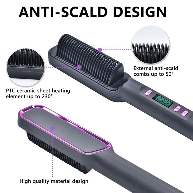 Electric Hot Comb Anti Scald Straightening Brush
