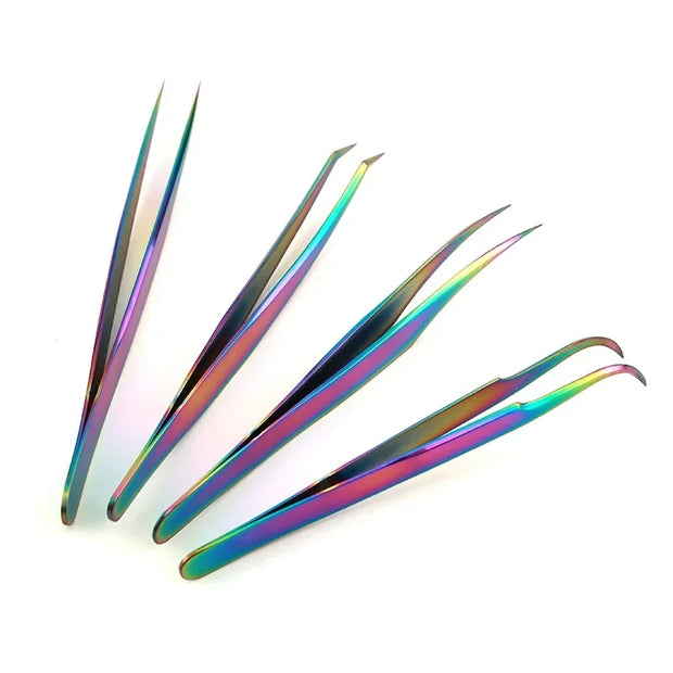 Stainless Steel Eyelash Tweezers High Precision Anti Static