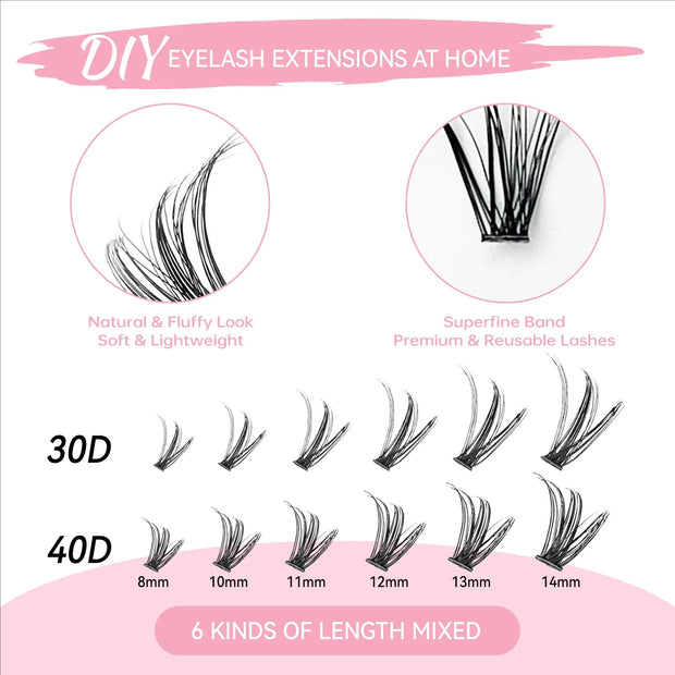 DIY Lash Extension Kit 200 Clusters with Bond and Seal