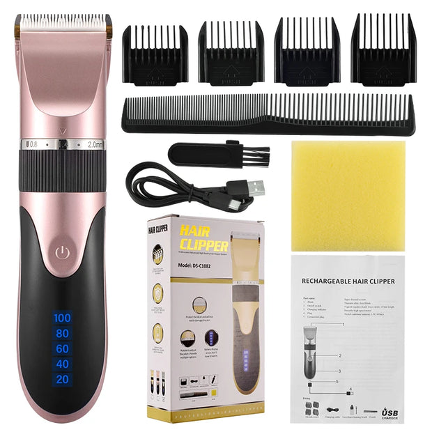 Professional USB Hair Clipper Ceramic Blade Trimmer