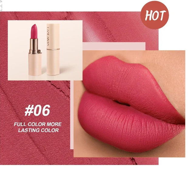 Deep Red Matte Lipstick Waterproof Non Stick Velvet