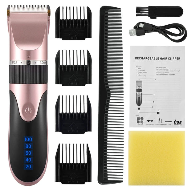 Professional USB Hair Clipper Ceramic Blade Trimmer