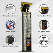Vintage Electric Hair Clipper Dragon Carving Trimmer