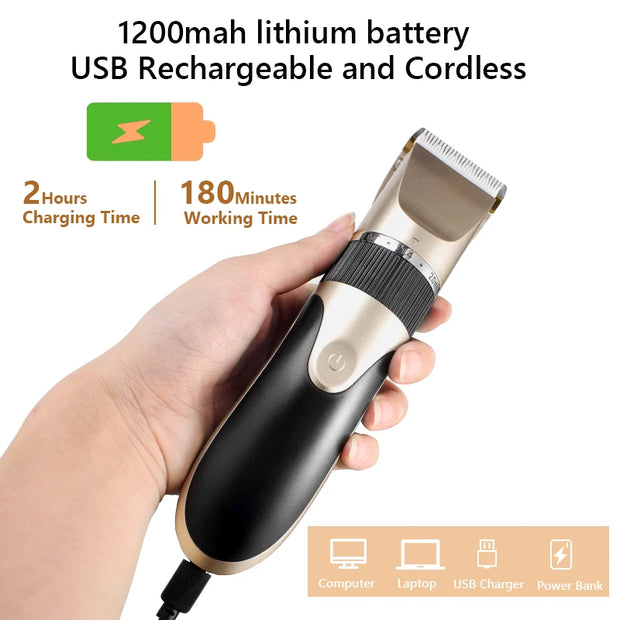 Professional USB Hair Clipper Ceramic Blade Trimmer