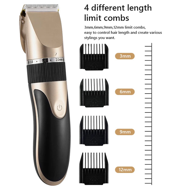 Professional USB Hair Clipper Ceramic Blade Trimmer