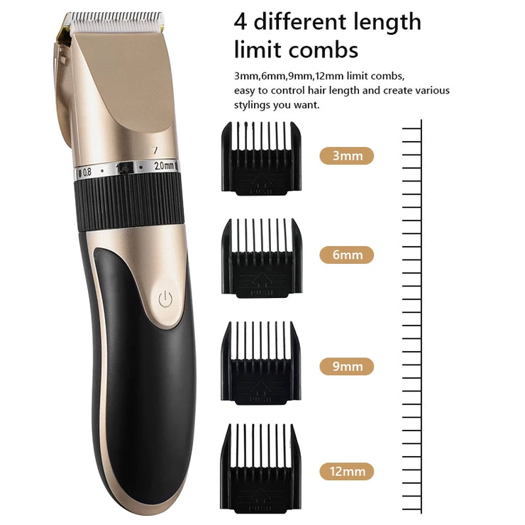 Professional USB Hair Clipper Ceramic Blade Trimmer