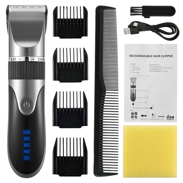 Professional USB Hair Clipper Ceramic Blade Trimmer