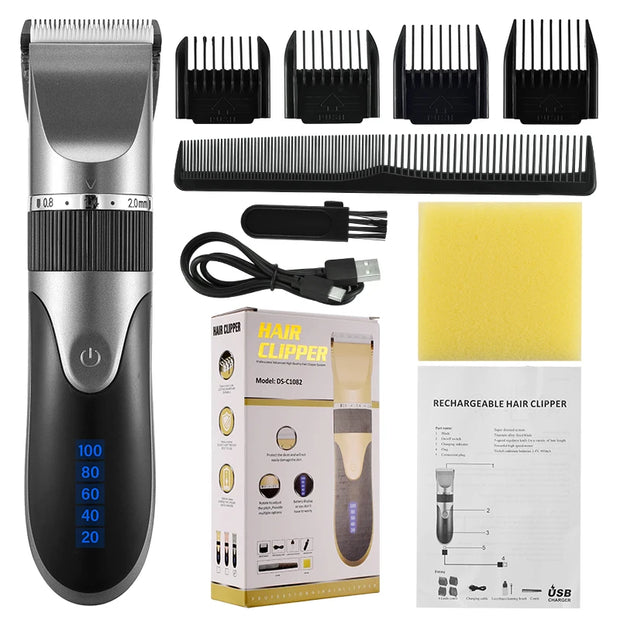 Professional USB Hair Clipper Ceramic Blade Trimmer