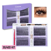 DIY Wimpernverlängerungsset Gemischte Cluster mit Kleber und Werkzeug