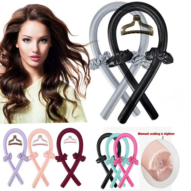 Hitzefreies Lockenstab-Stirnband aus Seide für weiche Locken ohne Hitze