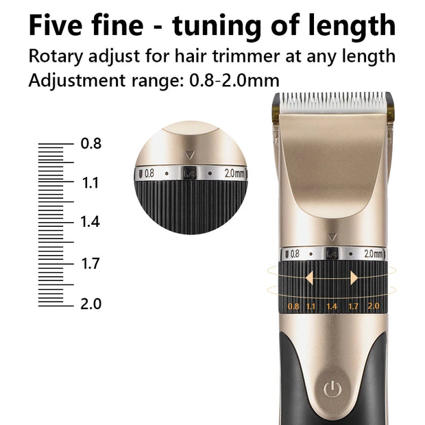 Professional USB Hair Clipper Ceramic Blade Trimmer
